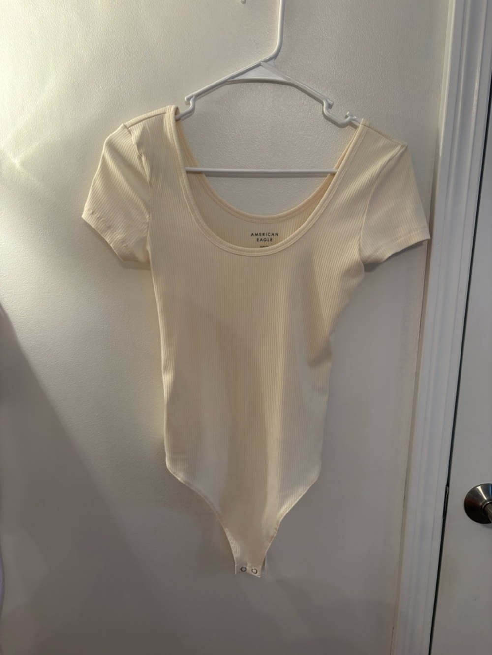 American Eagle Outfitters Ribbed Scoop Neck Bodysuit - Beige